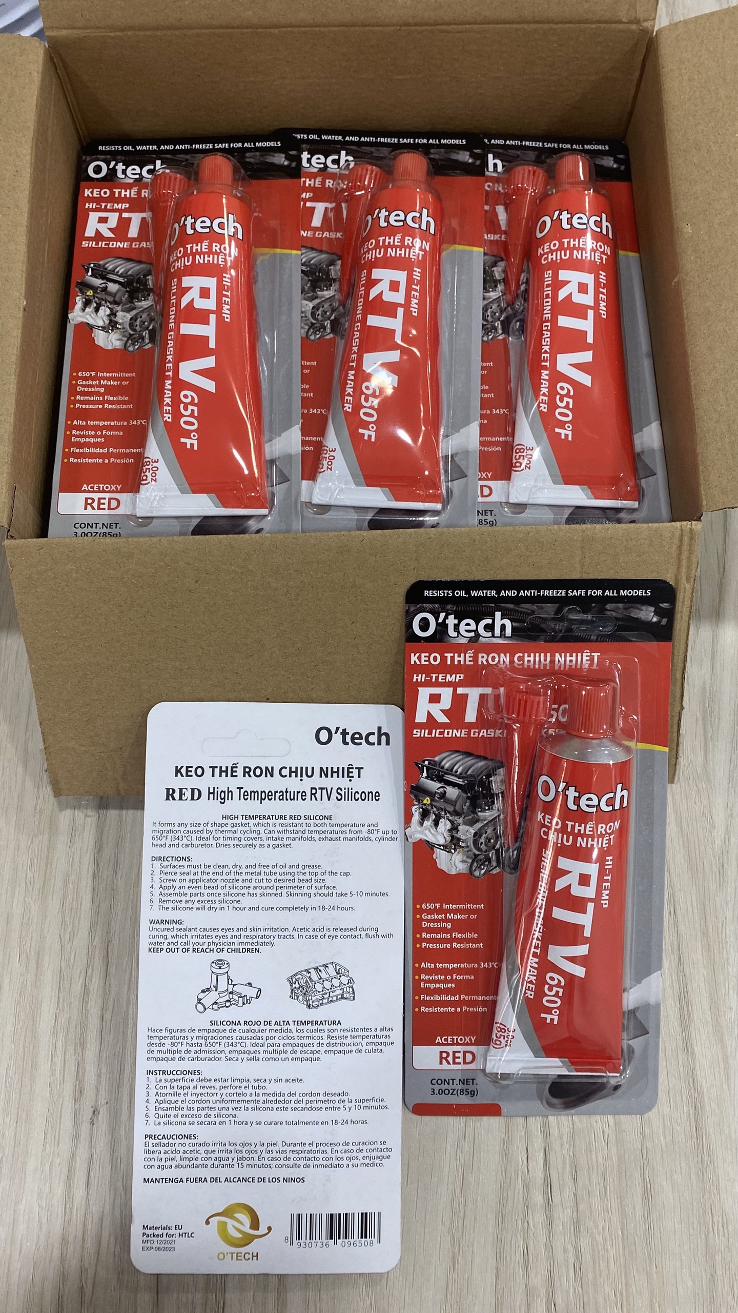 Keo thế ron chịu nhiệt O’tech Hi-temp RTV 650F 85gr