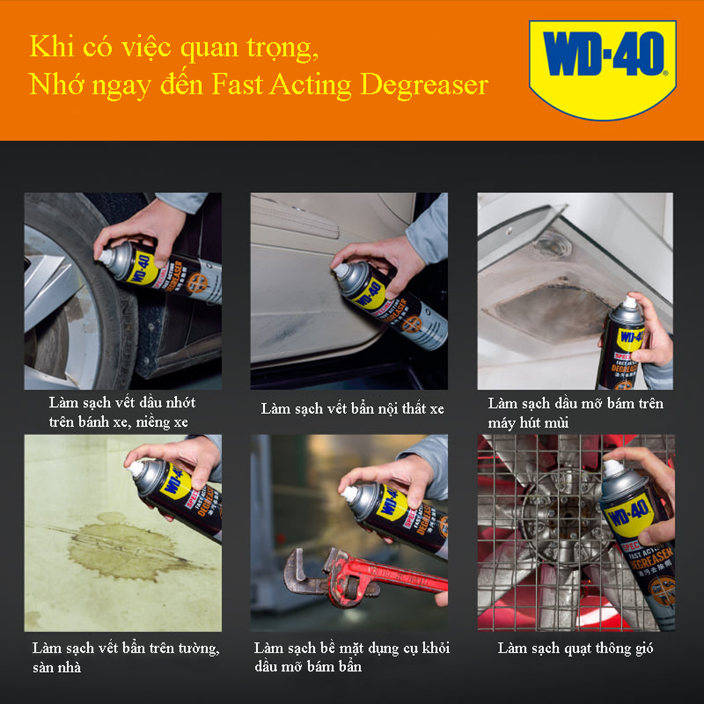 Tẩy dầu mỡ WD-40 Degreaser Foaming Spray